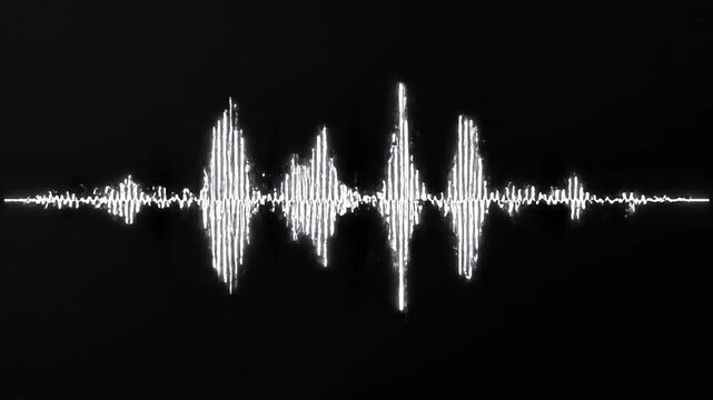Digital audio waveform progression during sound recording in a dark studio with cinematic motion