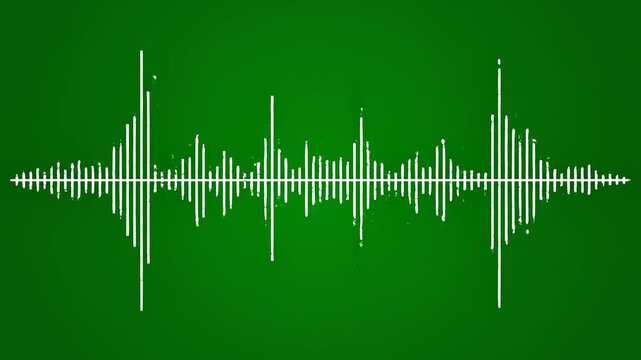 Audio waveform progression during cinematic green screen transition creating sound visualization concept