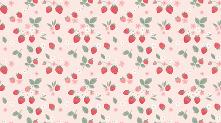 Obraz premium Small Strawberry Seamless Pattern