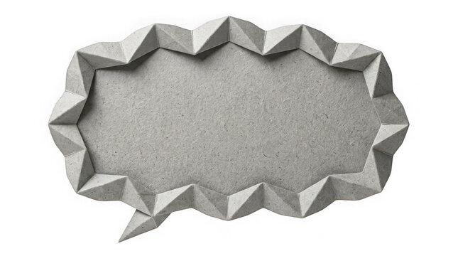 Origami paper speech bubble with geometric folded edges isolated on transparent background