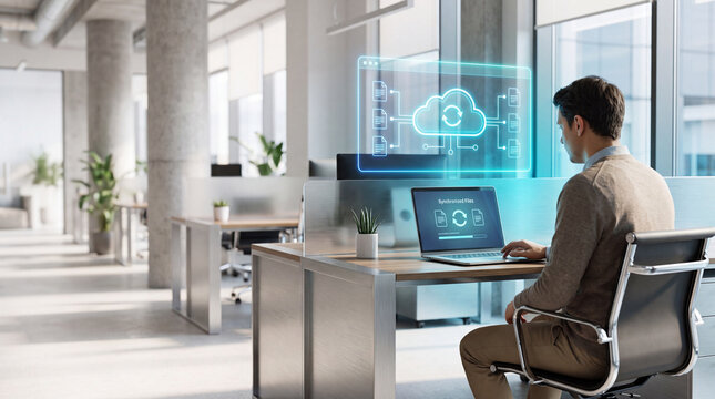 Small Business Cloud Storage on Laptop