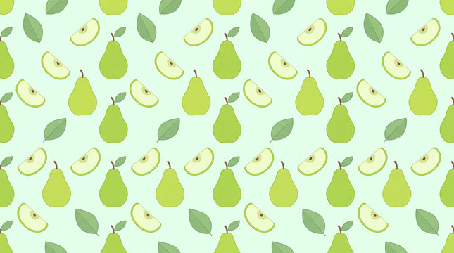 Seamless Green Fruit Pattern