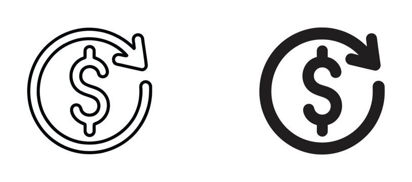 Cost reduction icon, dollar decrease, profit decline, and cost saving symbols isolated on transparent background for financial business design, budgeting, and expense management