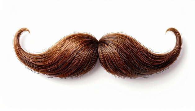 Realistic Brown Handlebar Mustache Isolated on White Background