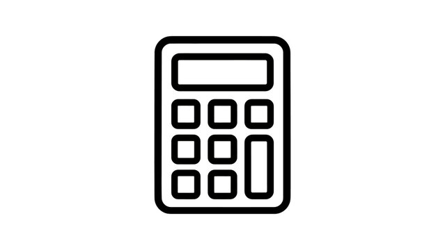 Digital calculator device line icon for mathematics and accounting.