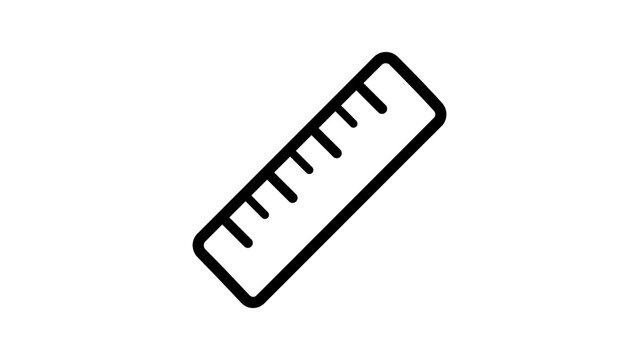 Straight plastic ruler icon featuring measurement scale for school work.