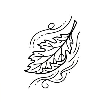 Elegant Hand-Drawn Leaf Art with Soft Watercolor Washes.