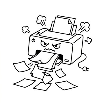 Frustrated Printer with Overflowing Paper Jams.