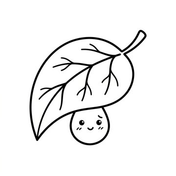 Whimsical Cartoon Leaf with Friendly Little Face.