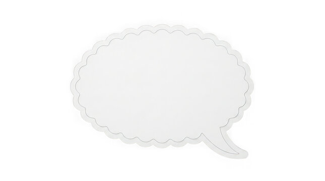 Scalloped edge speech bubble outline with a clean white surface isolated on transparent background