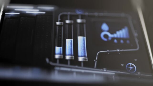 Three process columns track water treatment levels