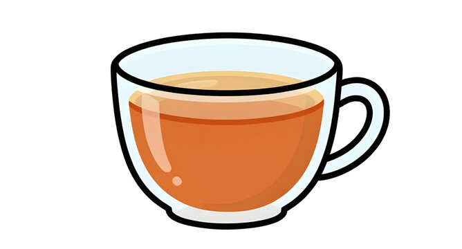 Tea, cup, glass, mug, beverage, hot-drink, vector, graphic, isolated, white-background, amber, liquid, transparent, tea-cup, drink