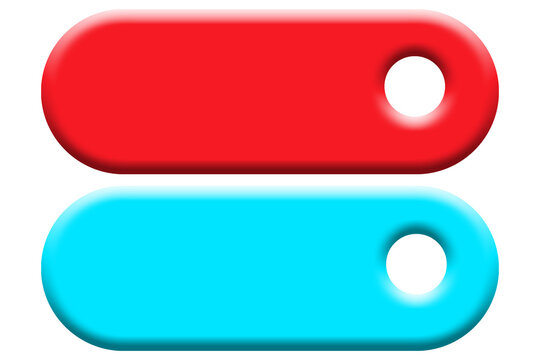 Retro-Futuristic Beveled Crimson Cyan Cyber Tag Asset Set PNG