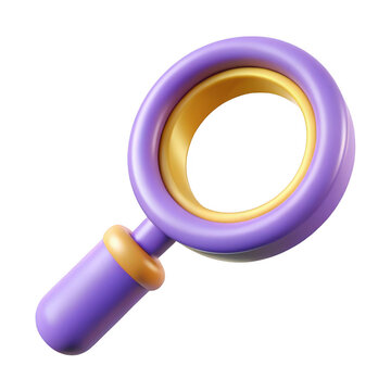 3d magnifying glass icon isolated on transparent background