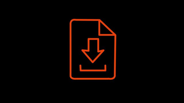 Download document icon animation isolated on black background, downloading icon in circle with arrow animated, download button icon. Loading icon with arrow down symbol for download animation.