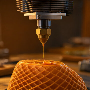 3D Printer Extruding Molten Filament Layer by Layer in Mid-Build &ndash; Additive Manufacturing Action
