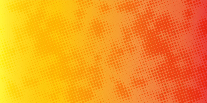 Abstract bright yellow orange and red gradient background with halftone dot pattern overlay