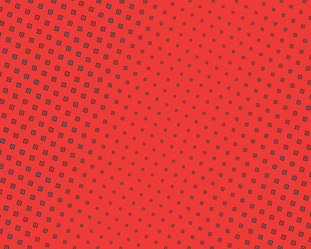 A vivid coral background covered with receding dark square motifs creates a rhythmic geometric design suited to modern branding, packaging, textiles, and digital layouts.