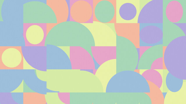A lively arrangement of overlapping circles, arches, and rectangles uses a gentle pastel palette to create a playful, balanced backdrop for websites, posters, and seasonal designs.