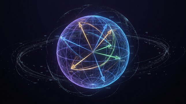 Bloch sphere visualization representing quantum computing states and qubit data processing.