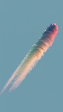 Rocket launch with colorful exhaust plume gradient