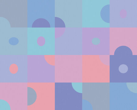 A soft abstract arrangement of overlapping circles and squares creates a calming contemporary mood, ideal as a colorful backdrop for websites, presentations, branding, and editorial layouts.