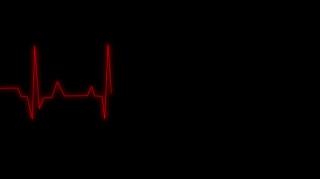 Heartbeat and pulse rate signal neon colorful technology animation on grid background. Electrocardiogram show heart beat line icon animated video on Black background.