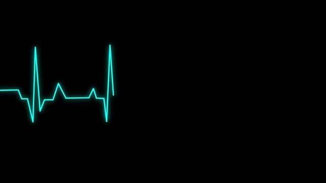 Heartbeat and pulse rate signal neon colorful technology animation on grid background. Electrocardiogram show heart beat line icon animated video on Black background.