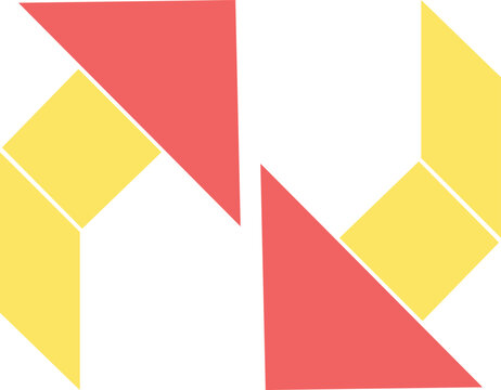 Abstract Geometric Arrow Vector Design with Red Triangles and Yellow Rhombus Elements