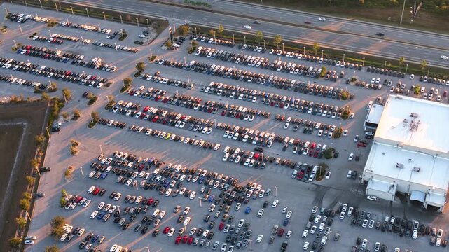 Car showroom exterior with brand new vehicles in stock, clean parking lot and modern infrastructure, representing automotive business, leasing services and dealership marketing.