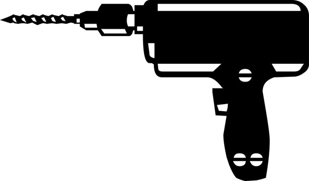 Electric drill tool silhouette vector icon black