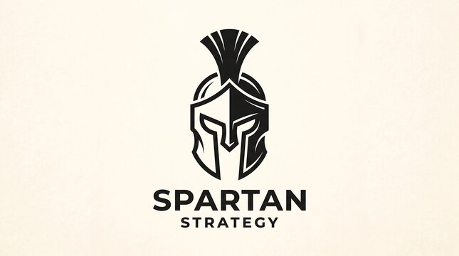 Minimalist Spartan warrior helmet logo design with typography for corporate branding