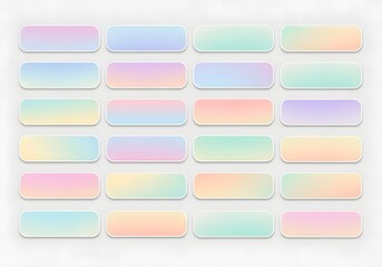 Fototapeta premium Collection of colorful gradient banner buttons with rounded corners and soft pastel hues