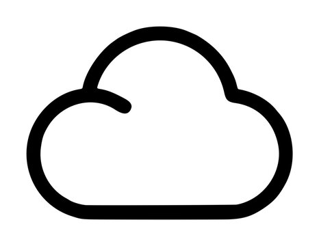 Hand-drawn pileus cloud vector icon illustration, black outline weather symbol depicting a smooth, rounded cloud cap with a delicate curved wisp, simple minimalist sky design for forecasting and