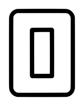 Minimalist hand-traced vector icon illustration of a power button toggle switch, clean black outline design, simple geometric shape for digital interfaces and user interaction