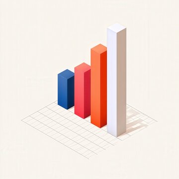 Four colorful bars on a grid indicating growth and progress