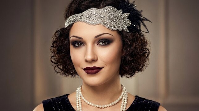 Elegant Woman 1920s Flapper Style Portrait