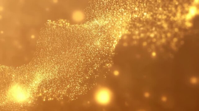 Golden particles drift through a glowing amber atmosphere. Luxury title sequences, premium brand presentations, and event openers.