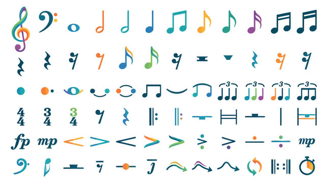 Colorful Musical Notes & Symbols Collection - Music Education & Design Elements