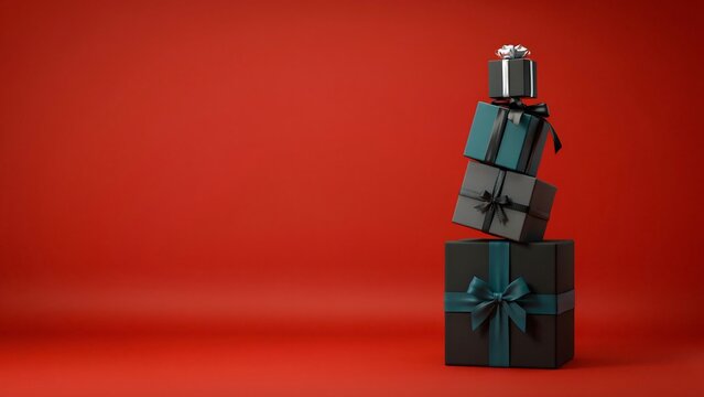 Elegant perfume bottle with geometric design against a vibrant red background