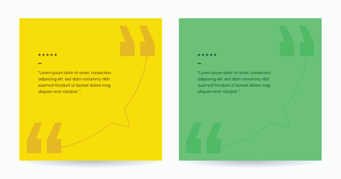 Set of two colorful quote boxes with placeholder text and five star ratings for customer testimonials