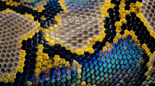 Yellow Black Blue Gray Snake Skin Texture Pattern Scale