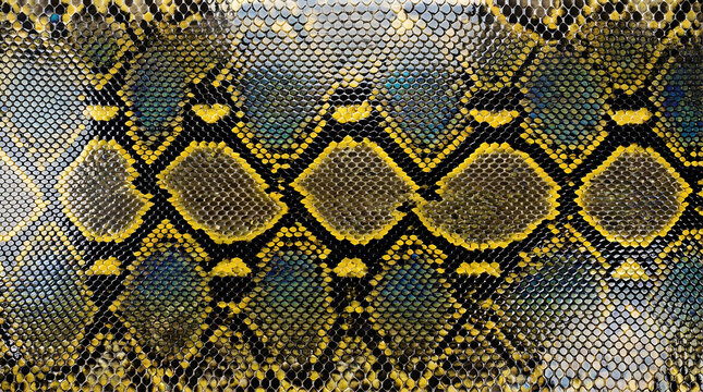 Yellow Black Gray Snake Skin Texture Pattern Scale Closeup