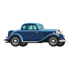 Fototapeta premium Vintage Blue Coupe Car Illustration, Classic Automobile Art