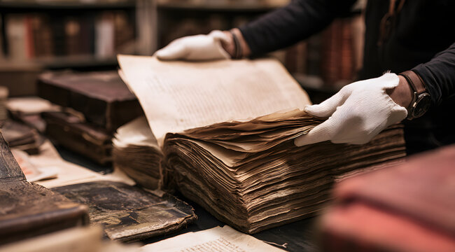 With white gloves on, the archivist carefully turned the pages of the old manuscript
