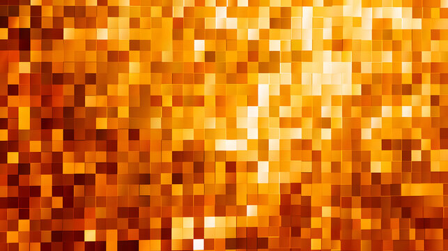 A digital pixel mosaic background, utilizing warm hues of orange and amber for a gradient effect, is perfect for modern website headers, technologically inspired displays, and abstract artistic compos