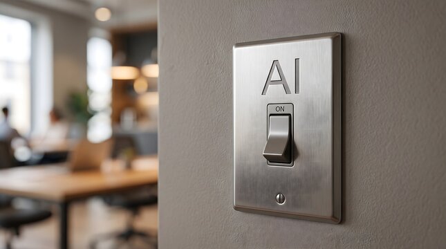 AI concept displayed on modern wall switch for smart technology innovation
