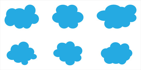 Fototapeta premium Cartoon hand drawn rain element on isolated white page. Vector simple blue cloud icons set on white background. Cloudscape download vector simple element icons set on white page. EPS 10. 