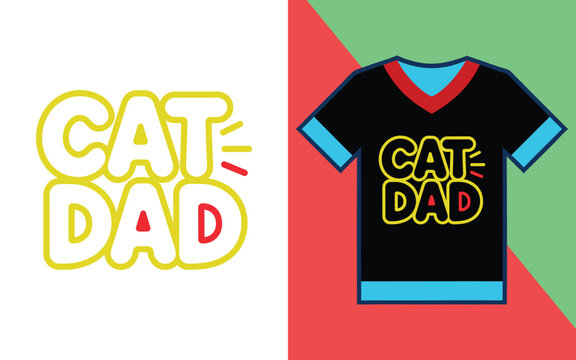 Cat dad typography featuring stylized lines for custom apparel and t-shirt printing merchandise