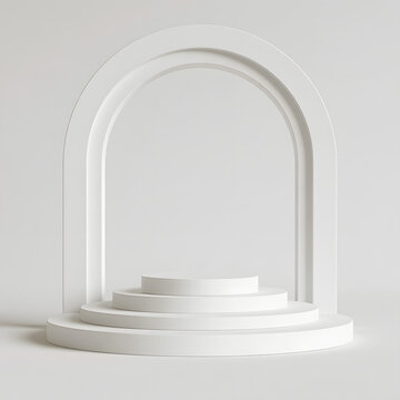 A luxurious display featuring a round, multi-tiered pedestal with an arch back